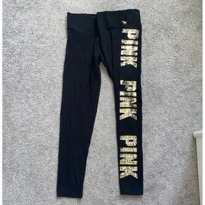 VS PINK Large Gold Silver Bling Leggings